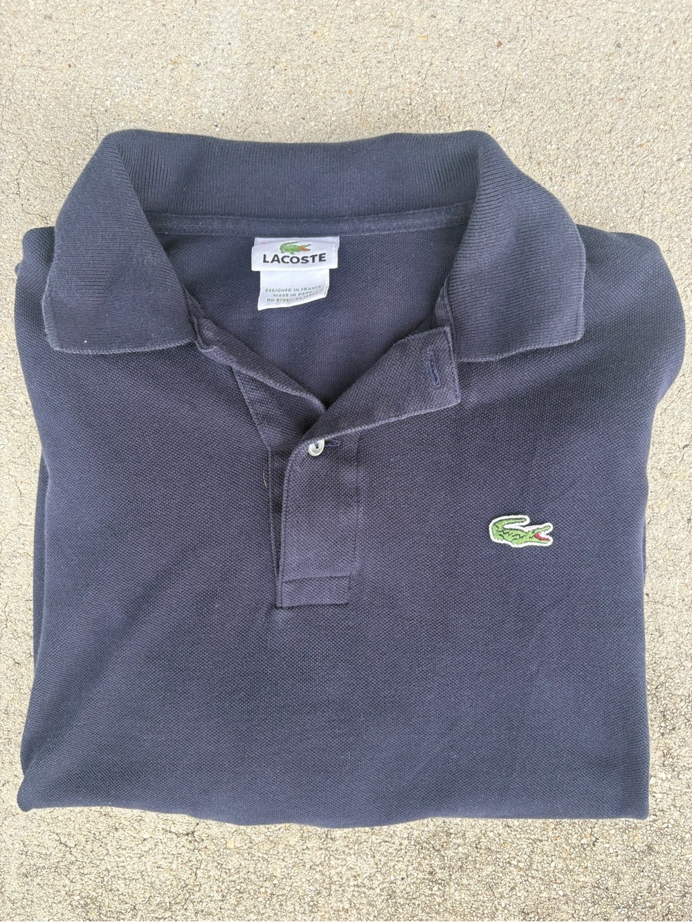 Lacoste Men's Dark Navy Polo with Green Crocodile Logo